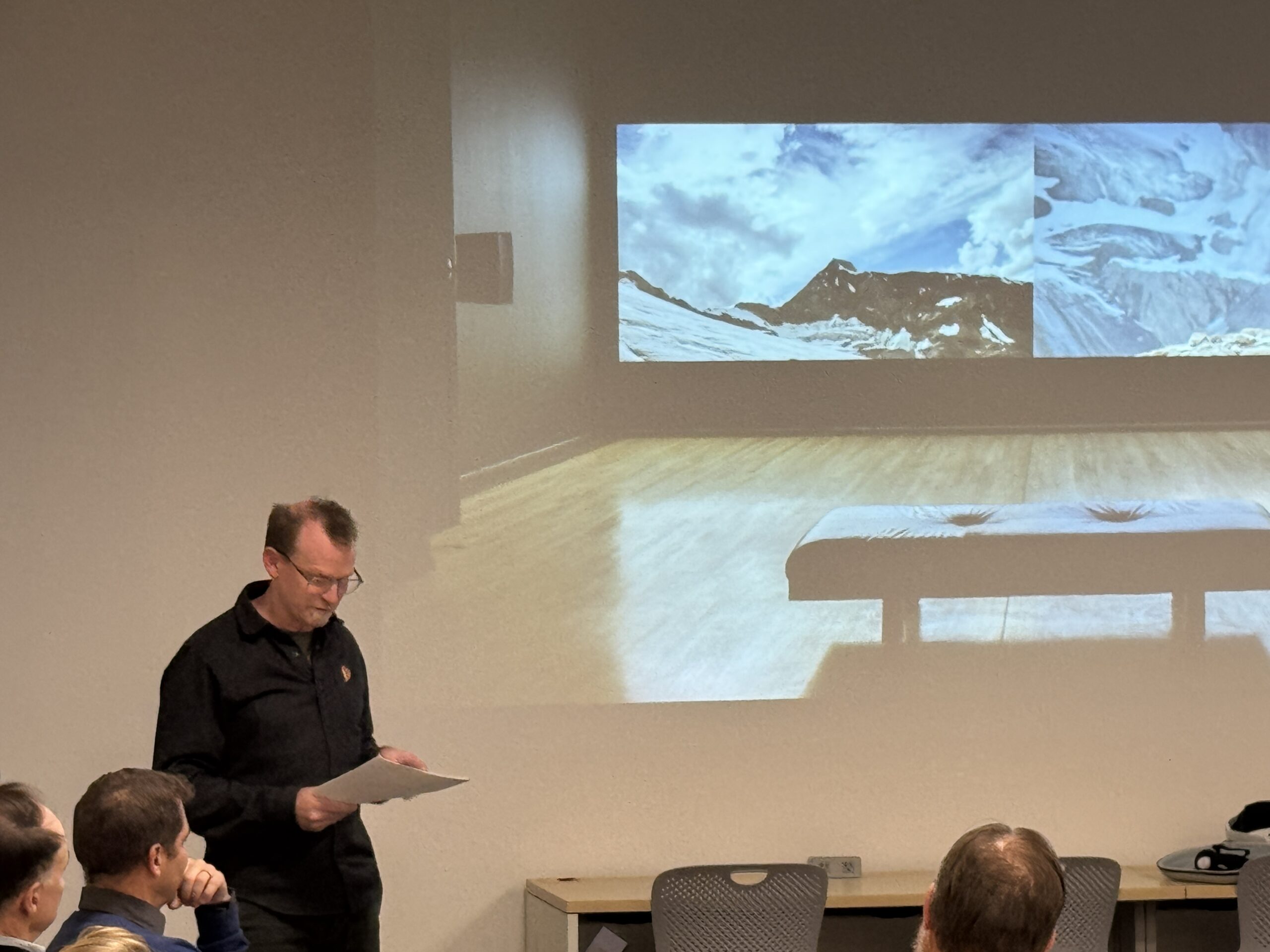 Dr. Kirk McNally (Fine Arts) welcomes attendees to the event